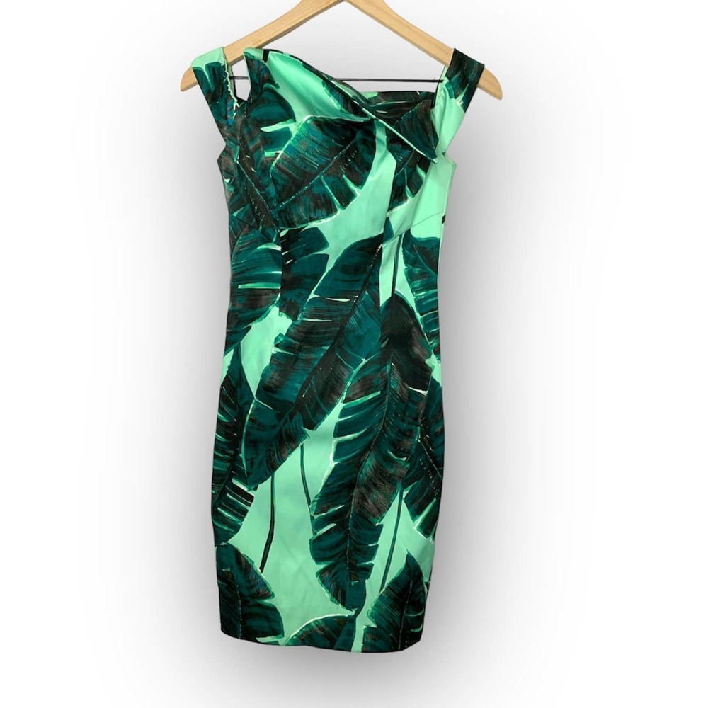 ASOS Size 0 New! Palm Floral Tropical Dress Sheath Off Shoulder